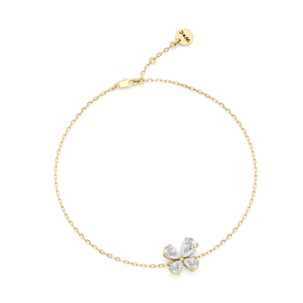 Clover Chain Bracelet with 1 Cut Diamond in 14KT Rose Gold view 3
