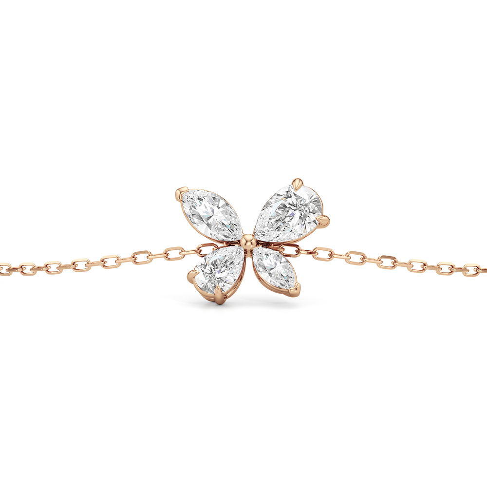 Marsilea Chain Bracelet with 3/4 Cut Diamond in 14KT Rose Gold view 5
