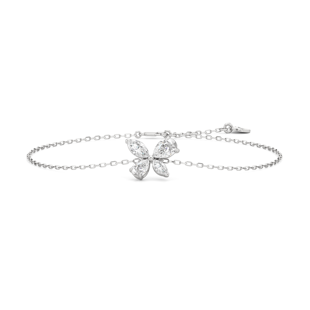 Marsilea Chain Bracelet with 3/4 Cut Diamond in 14KT White Gold view 2
