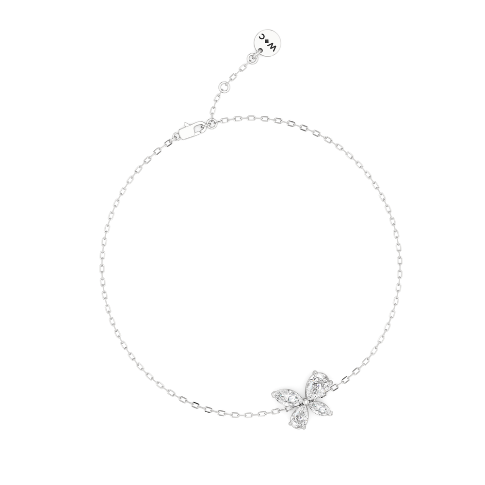 Marsilea Chain Bracelet with 3/4 Cut Diamond in 14KT White Gold view 3
