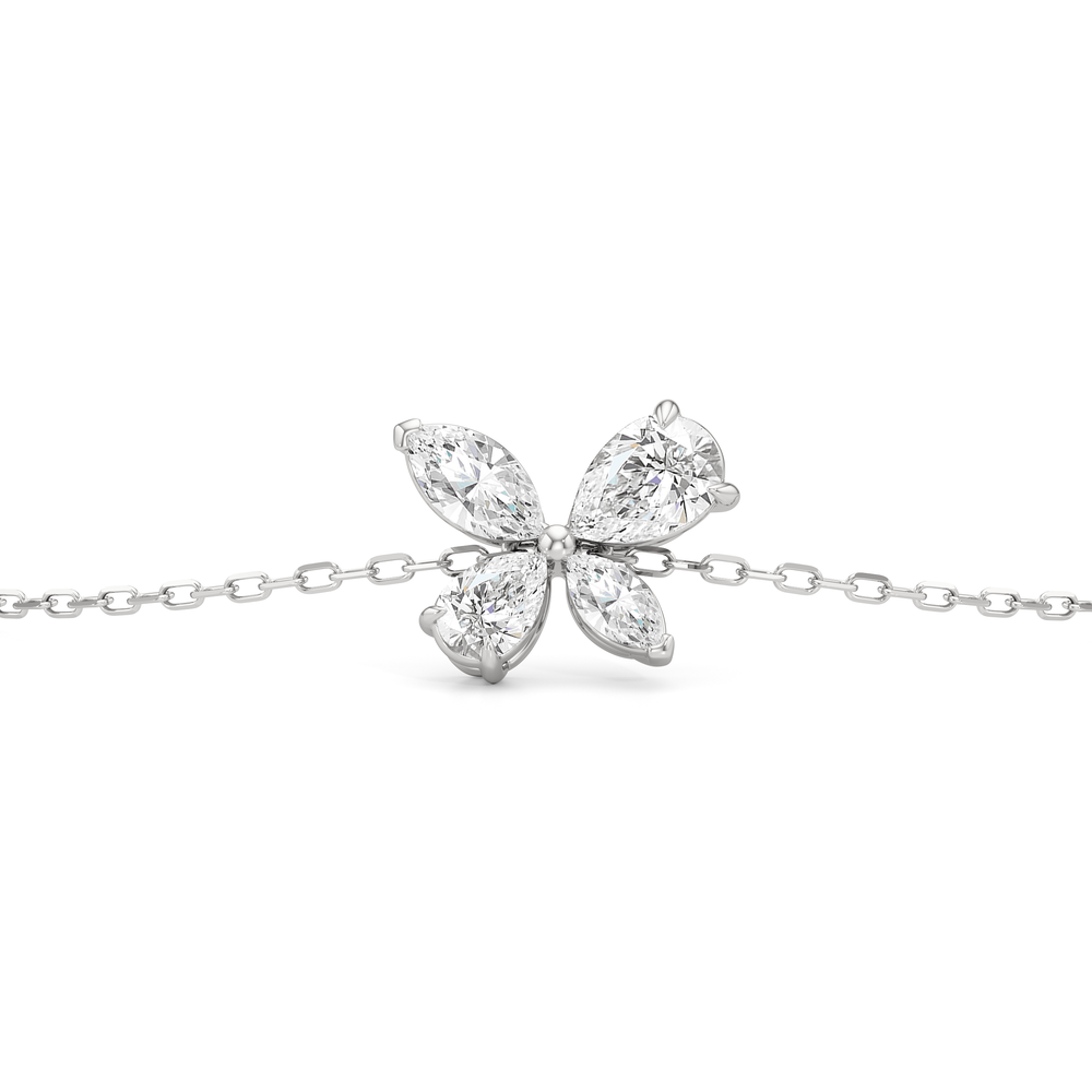 Marsilea Chain Bracelet with 3/4 Cut Diamond in 14KT White Gold view 5
