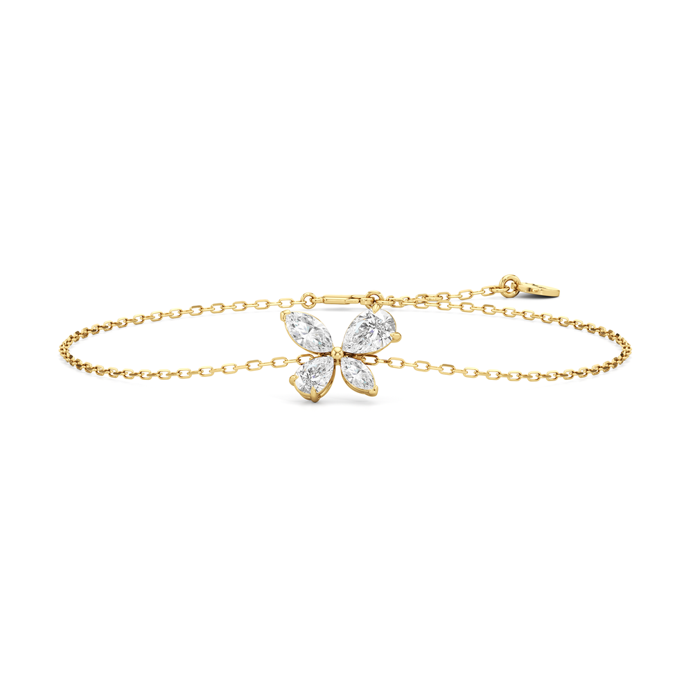Marsilea Chain Bracelet with 3/4 Cut Diamond in 14KT Yellow Gold view 2
