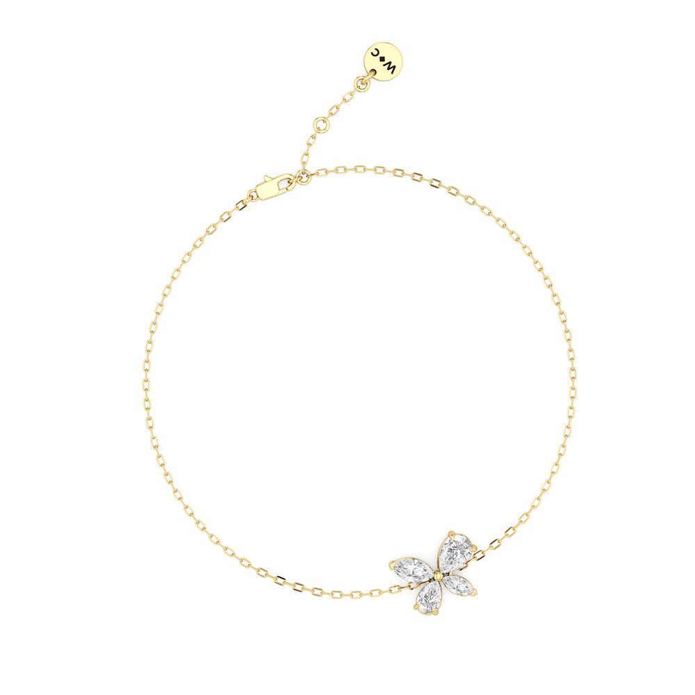 Marsilea Chain Bracelet with 3/4 Cut Diamond in 14KT Yellow Gold view 3
