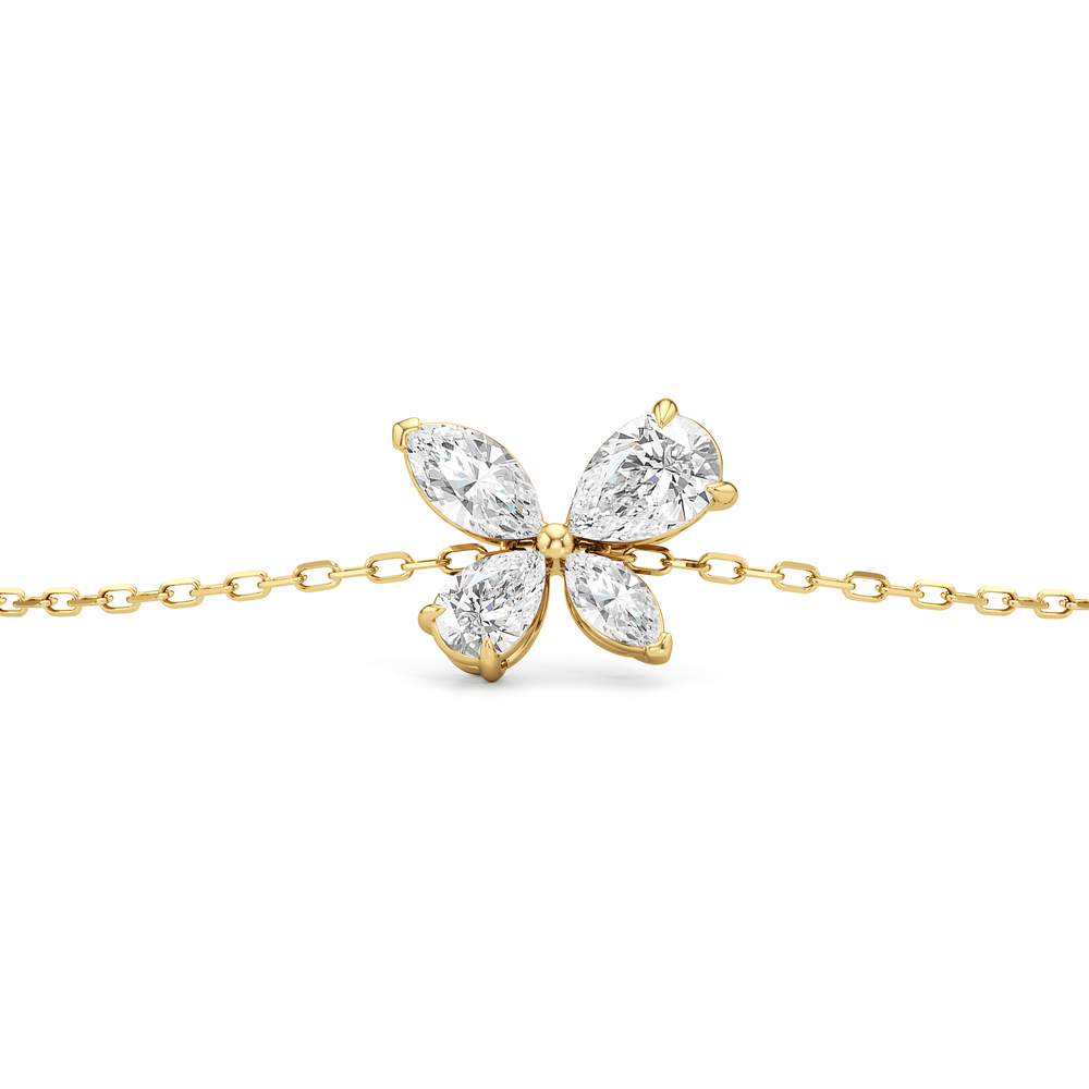 Marsilea Chain Bracelet with 3/4 Cut Diamond in 14KT Yellow Gold view 5

