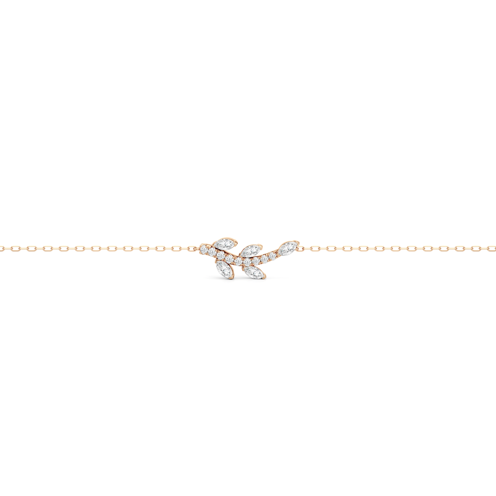 The Vine Cascade Bracelet with Lab Cut Diamond in 14KT Rose Gold view 4
