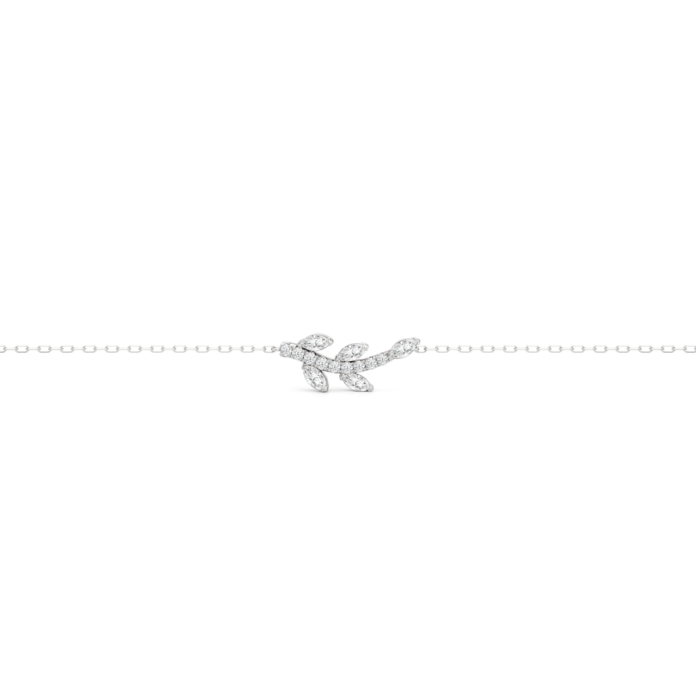 The Vine Cascade Bracelet with Lab Cut Diamond in 14KT White Gold view 4
