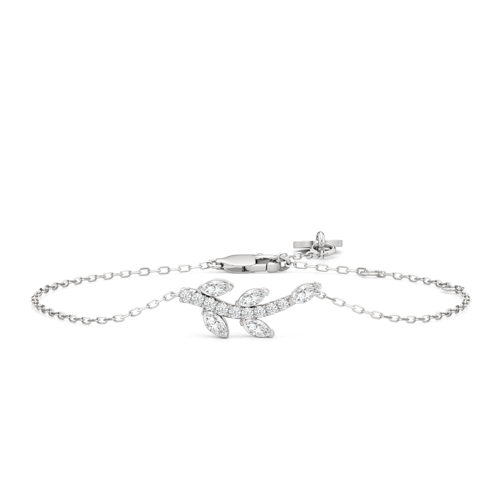 The Vine Cascade Bracelet with Lab Cut Diamond in 14KT White Gold view 1
