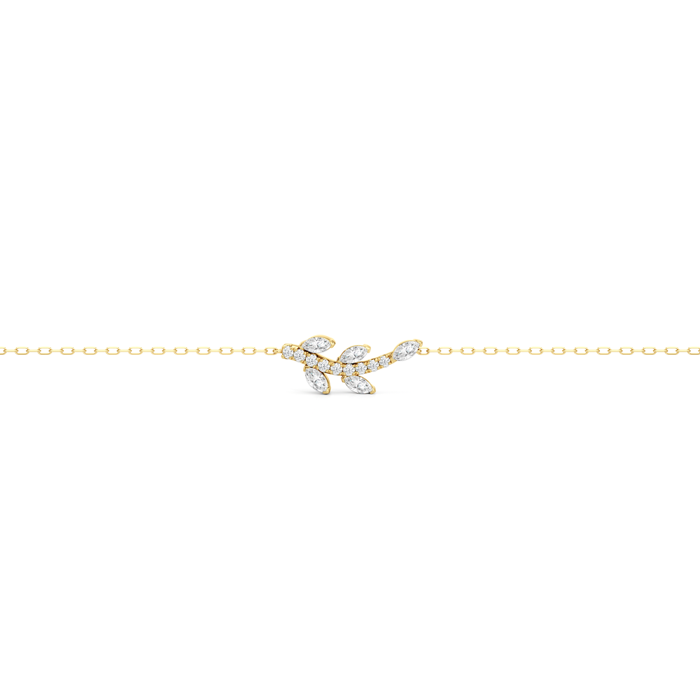 The Vine Cascade Bracelet with Lab Cut Diamond in 14KT Yellow Gold view 4
