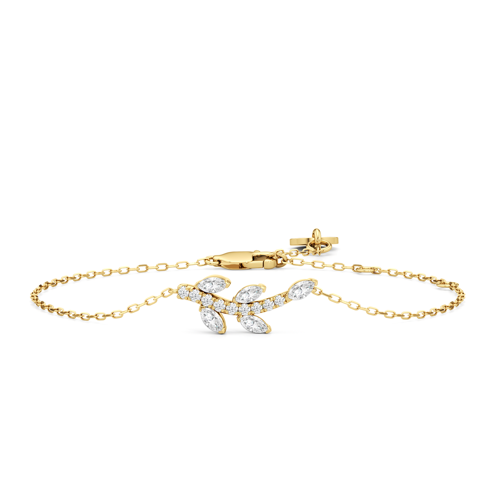The Vine Cascade Bracelet with Lab Cut Diamond in 14KT Yellow Gold view 1

