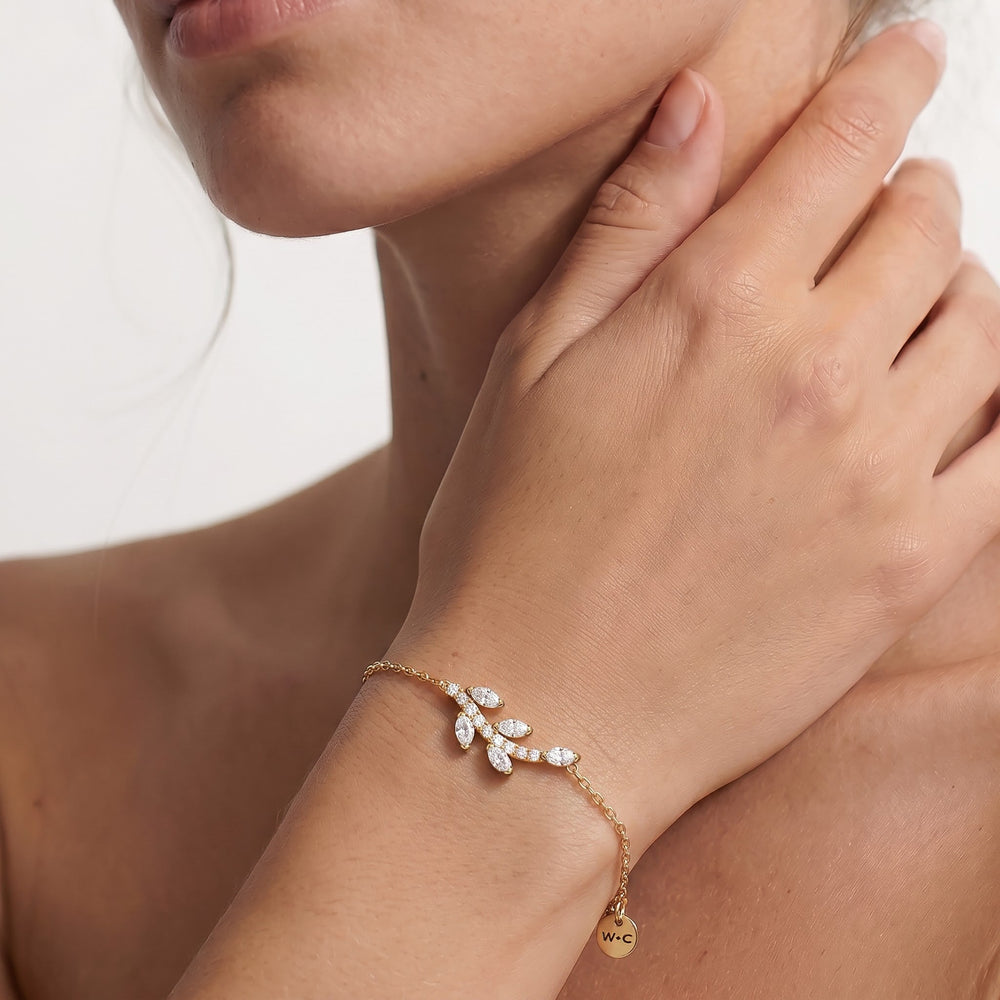 The Vine Cascade Bracelet with Lab Cut Diamond in 14KT Yellow Gold view 2
