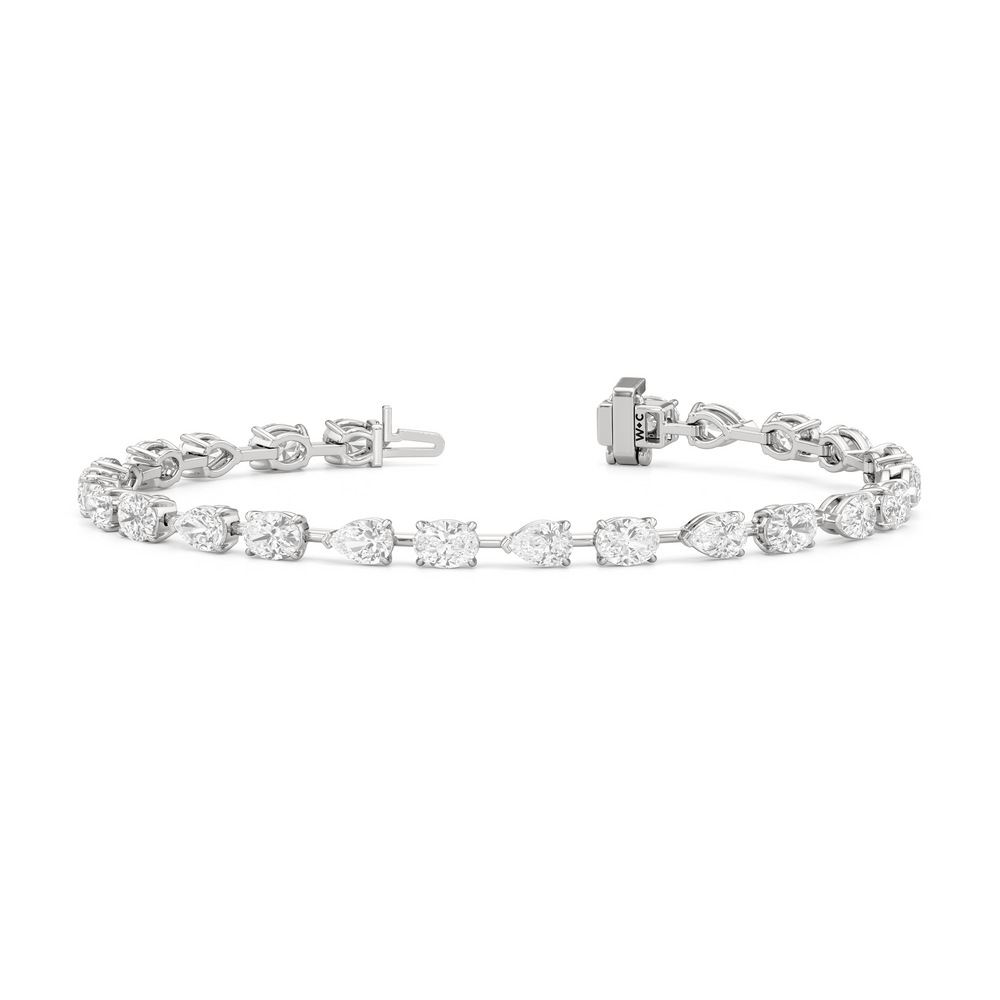 Pear and Oval Tennis Bracelet with 6 Cut Diamond in 14KT White Gold view 2
