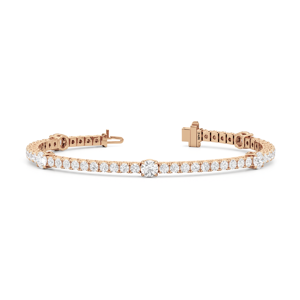 Round Station Tennis Bracelet with 6 1/2 Cut Diamond in 14KT Rose Gold view 3

