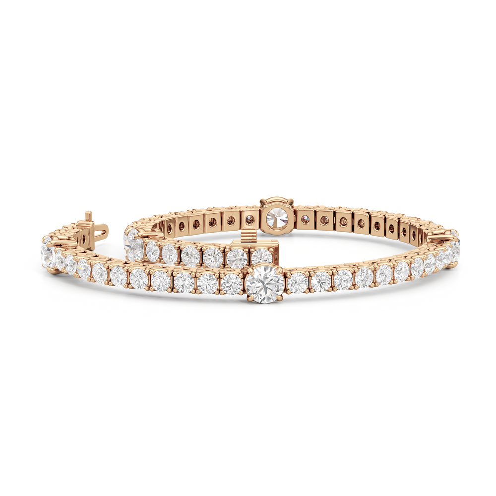 Round Station Tennis Bracelet with 6 1/2 Cut Diamond in 14KT Rose Gold view 4
