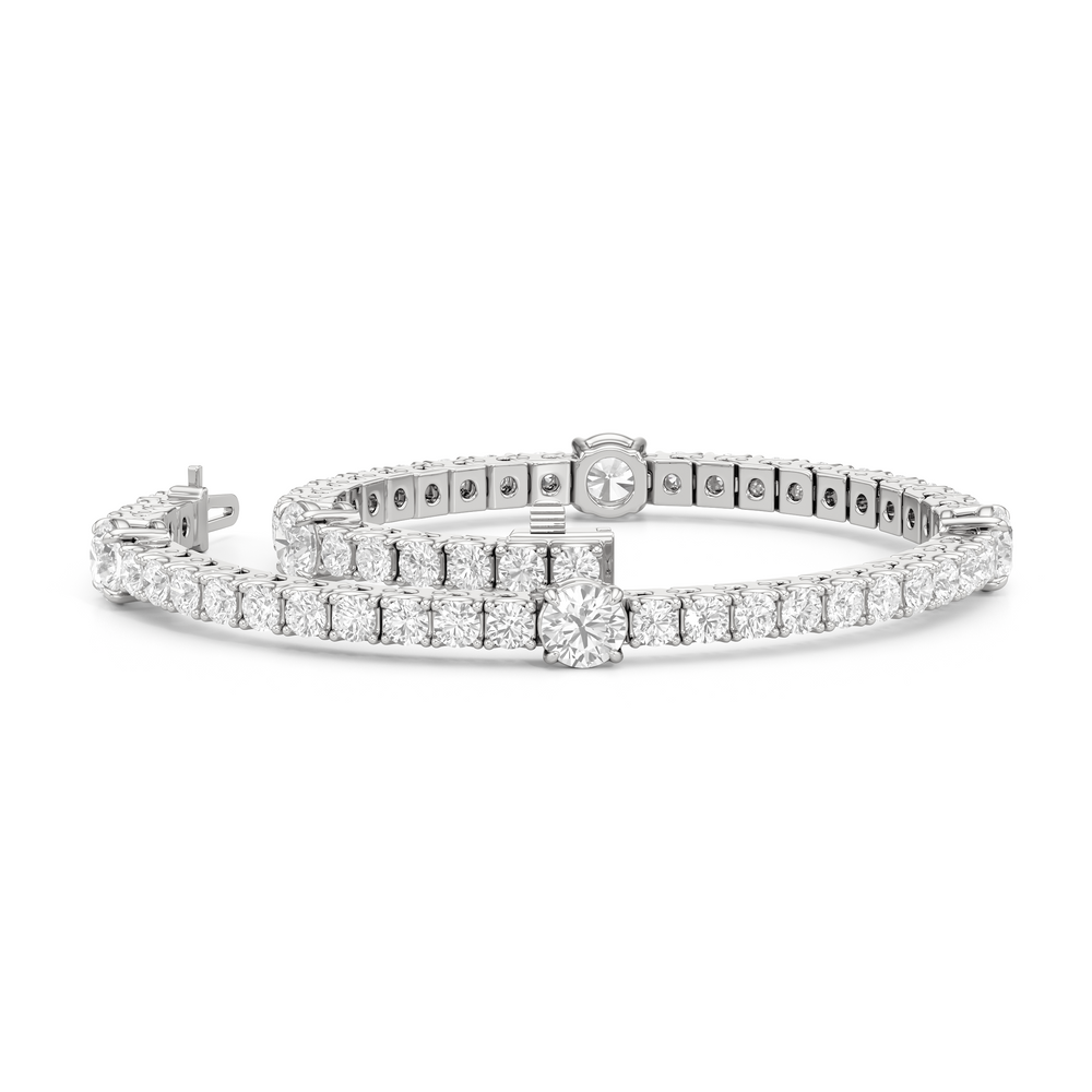 Round Station Tennis Bracelet with 6 1/2 Cut Diamond in 14KT White Gold view 4
