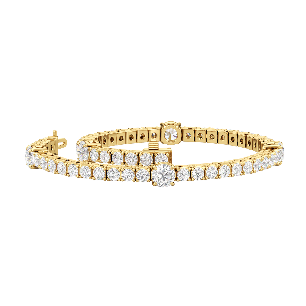 Round Station Tennis Bracelet with 6 1/2 Cut Diamond in 14KT Yellow Gold view 4
