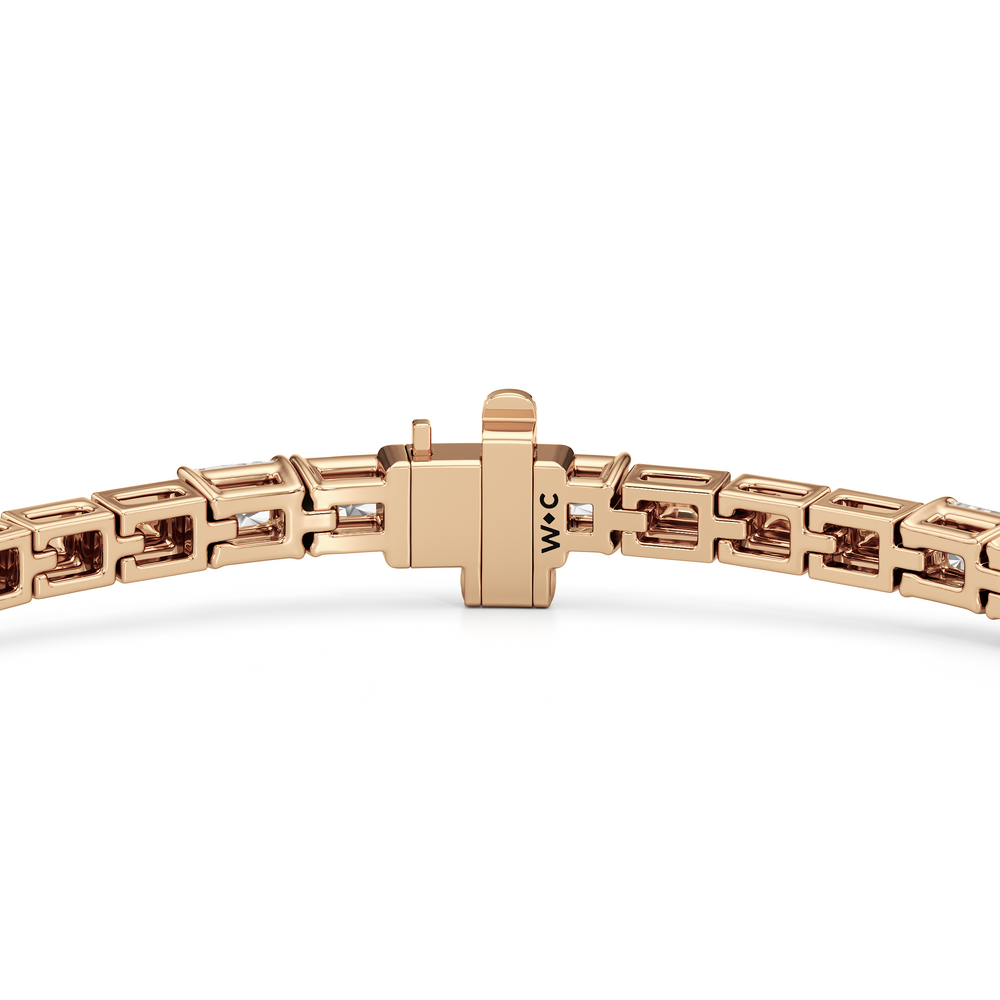 Gold Blocks and East-West Emerald Tennis Bracelet with 5 1/2 Cut Diamond in 14KT Rose Gold view 7
