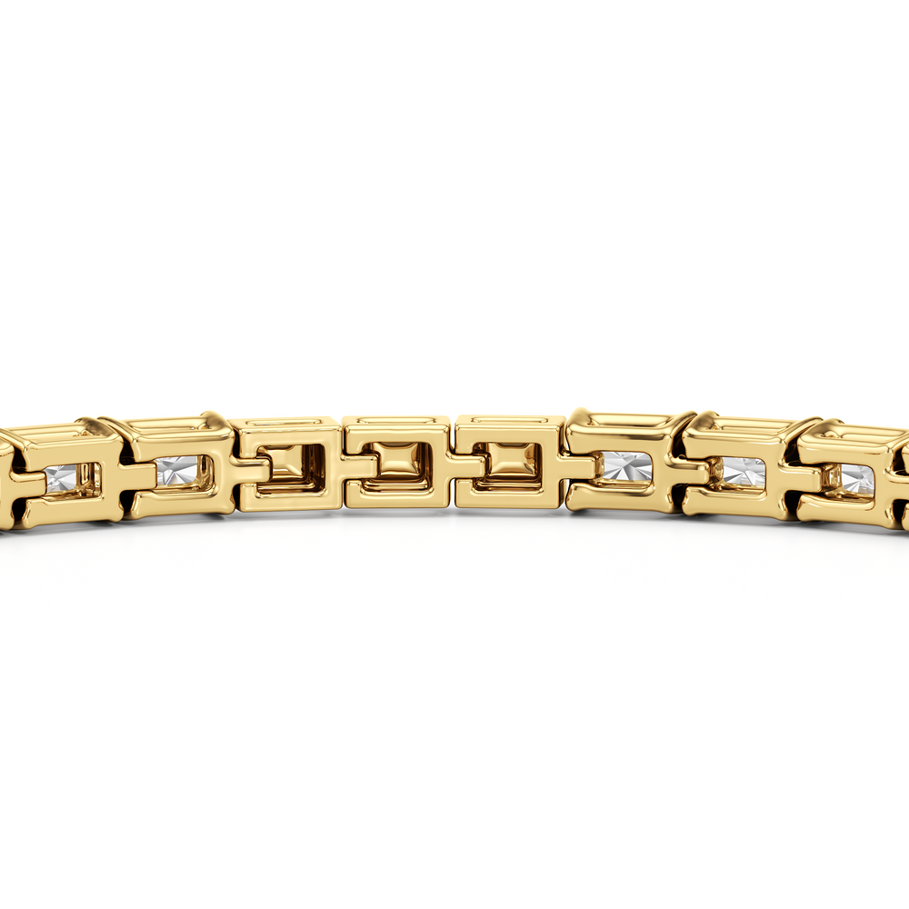 Gold Blocks and East-West Emerald Tennis Bracelet with 5 1/2 Cut Diamond in 14KT Yellow Gold view 8
