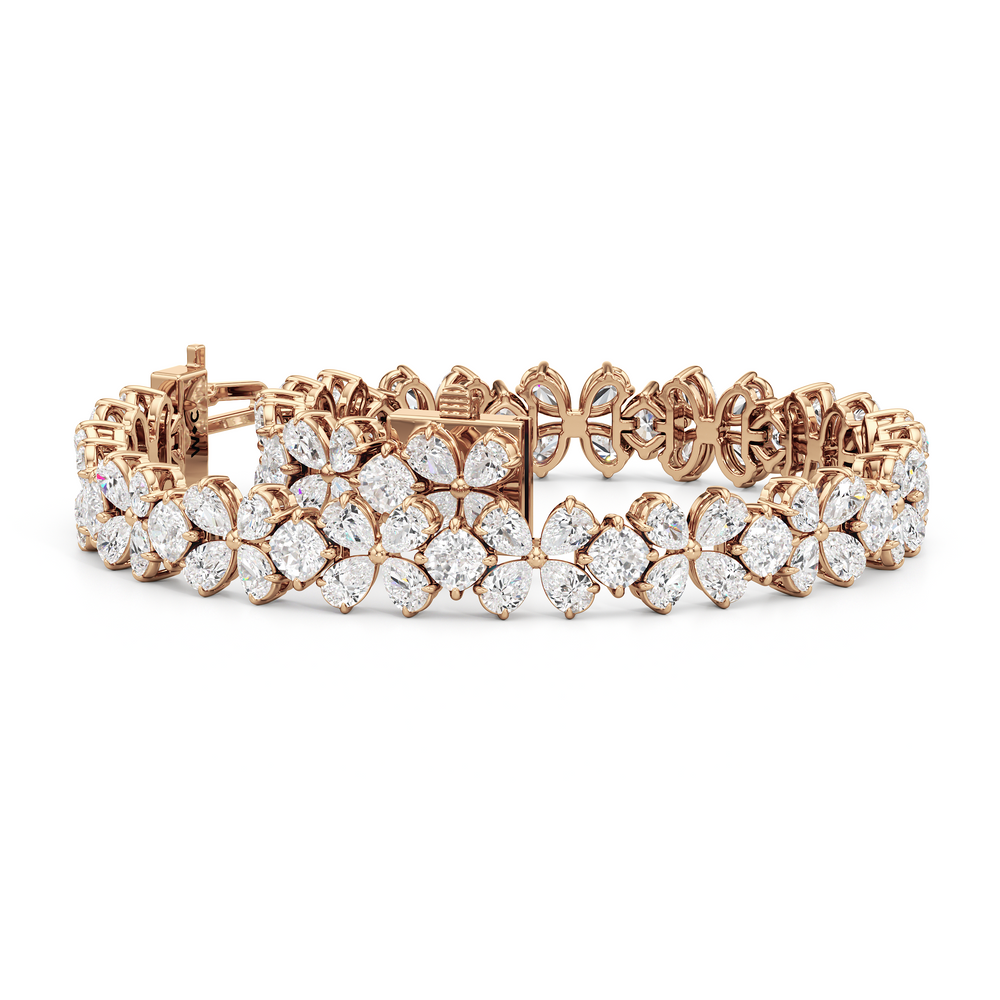 Clover Bracelet with Lab Cut Diamond in 14KT Rose Gold view 2
