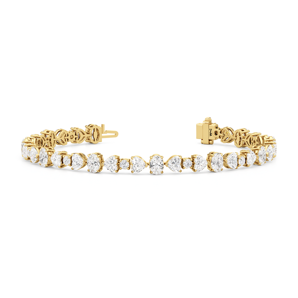 Heart and Oval Tennis Bracelet with Lab Cut Diamond in 14KT Yellow Gold view 2
