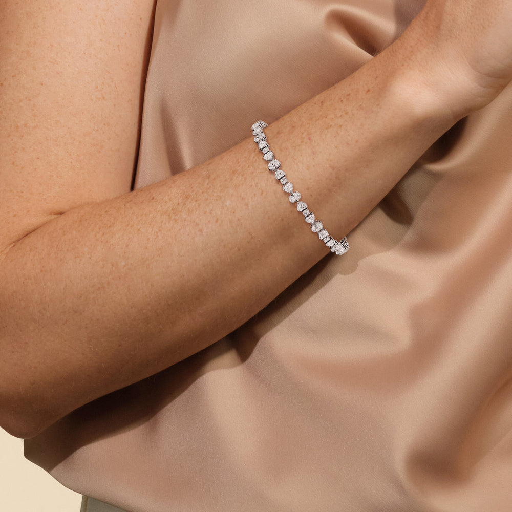 Model Wearing Heart and Oval Tennis Bracelet view