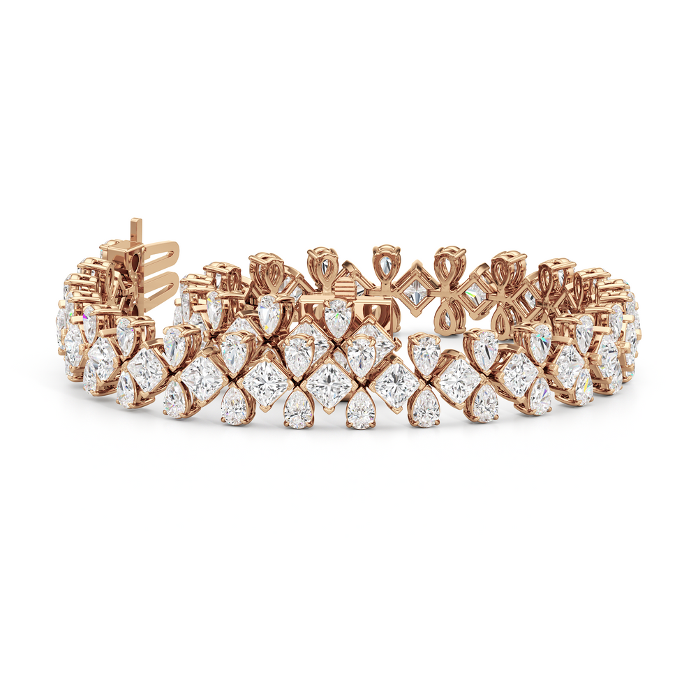 Fluer-de-lis Tennis Bracelet with Lab Cut Diamond in 14KT Rose Gold view 2

