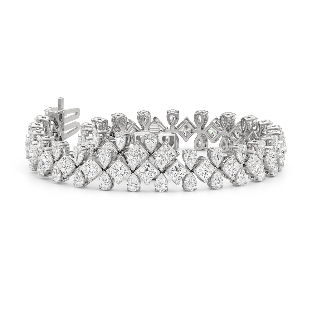 Fluer-de-lis Tennis Bracelet with Lab Cut Diamond in 14KT White Gold view 2
