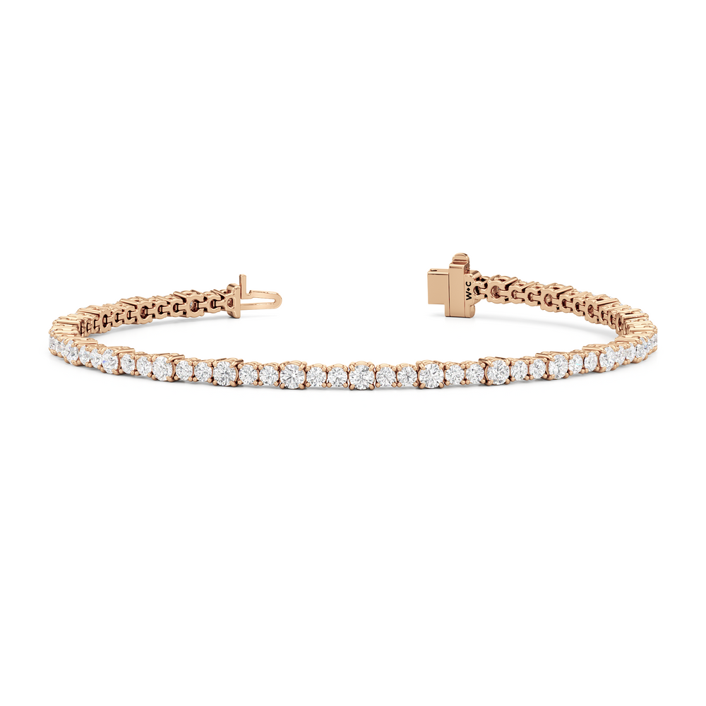 Round Sequenced Tennis Bracelet with 4 Cut Diamond in 14KT Rose Gold view 2

