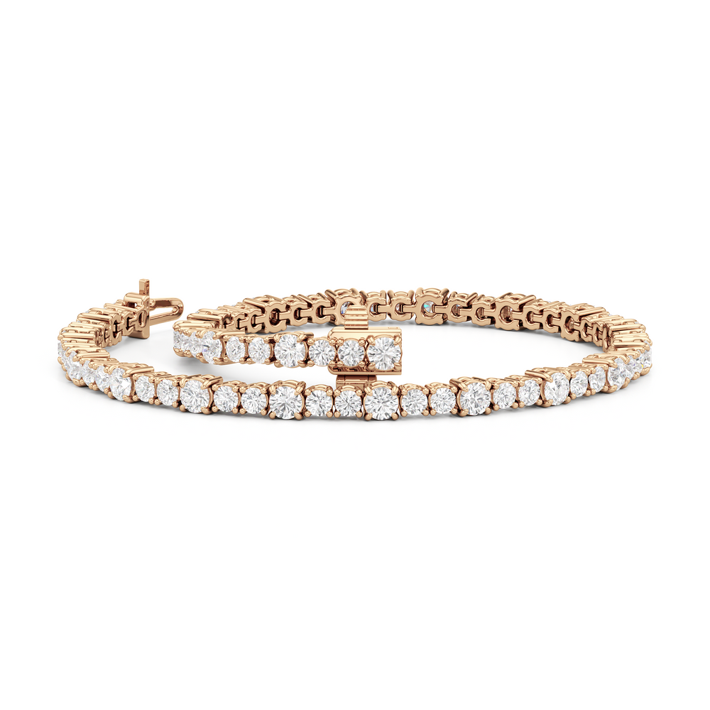 Round Sequenced Tennis Bracelet with 4 Cut Diamond in 14KT Rose Gold view 5
