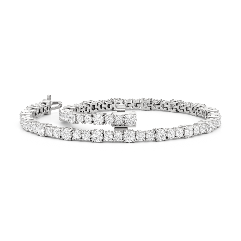 Round Sequenced Tennis Bracelet with 4 Cut Diamond in 14KT White Gold view 5
