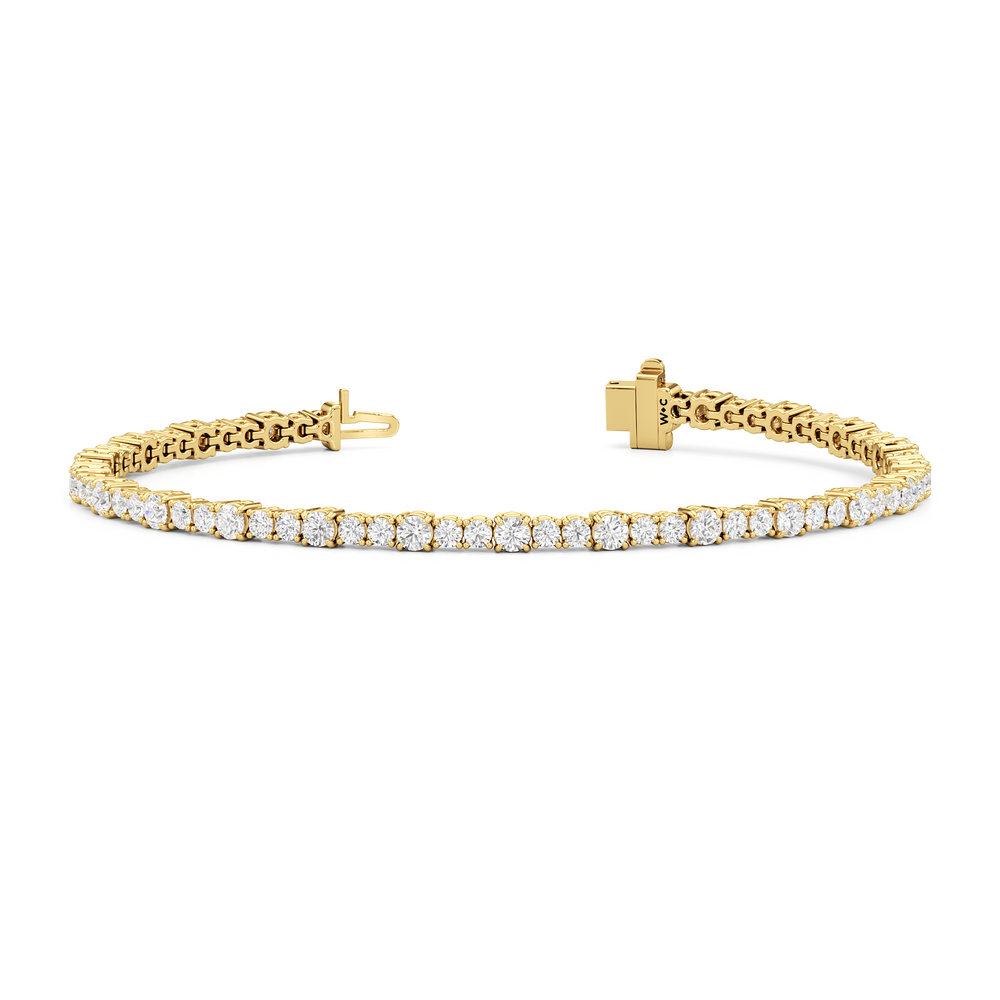 Round Sequenced Tennis Bracelet with 4 Cut Diamond in 14KT Yellow Gold view 2
