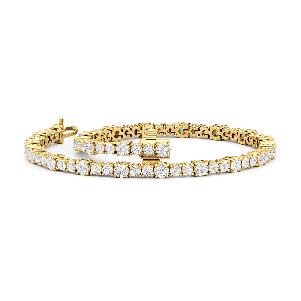 Round Sequenced Tennis Bracelet with 4 Cut Diamond in 14KT Yellow Gold view 5
