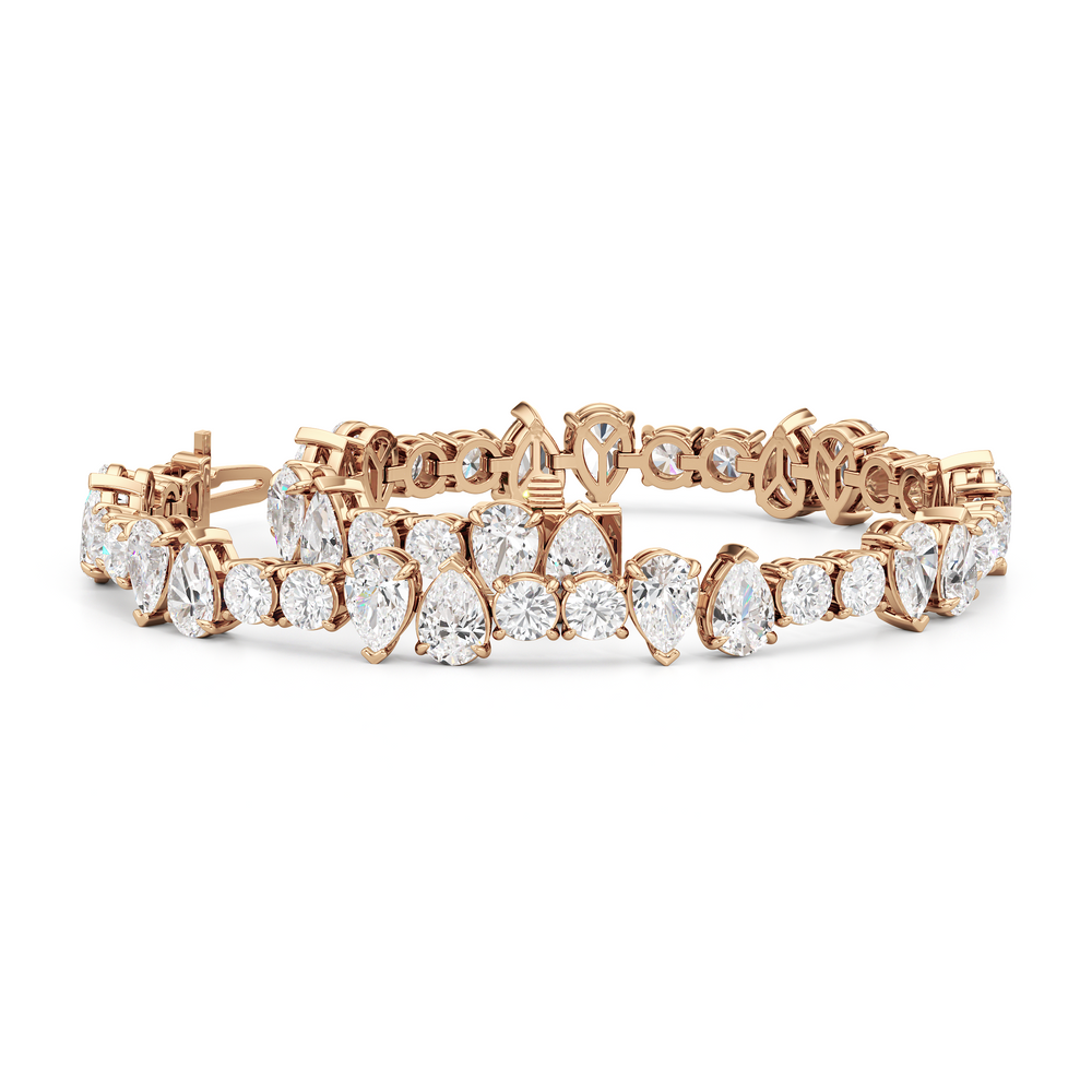 North-South Pear Sequenced Tennis Bracelet with Lab Cut Diamond in 14KT Rose Gold view 3
