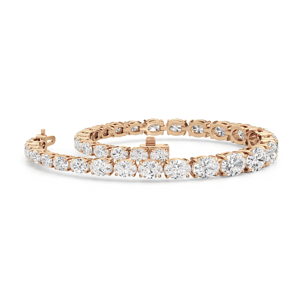 Graduating Oval Tennis Bracelet with Lab Cut Diamond in 14KT Rose Gold view 3
