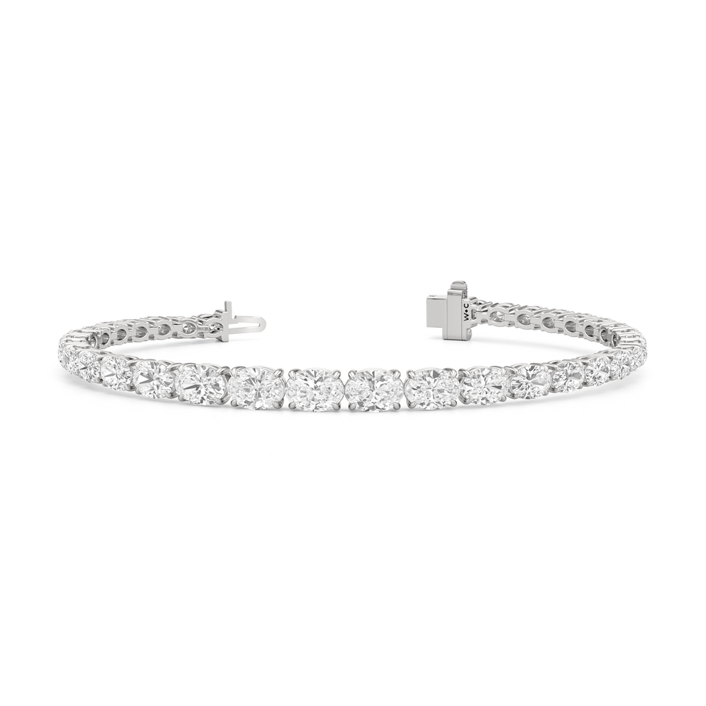 Graduating Oval Tennis Bracelet with Lab Cut Diamond in 14KT White Gold view 2
