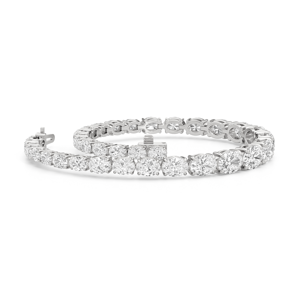 Graduating Oval Tennis Bracelet with Lab Cut Diamond in 14KT White Gold view 3
