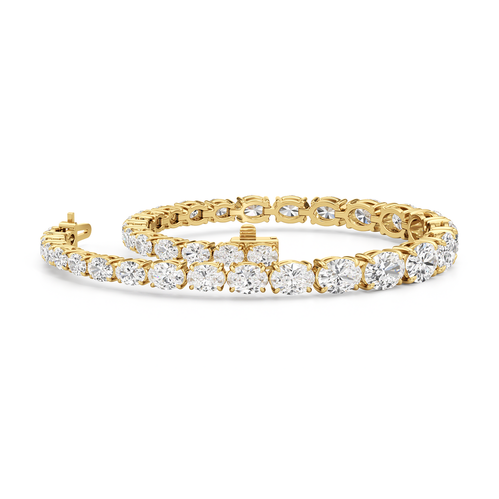 Graduating Oval Tennis Bracelet with Lab Cut Diamond in 14KT Yellow Gold view 3
