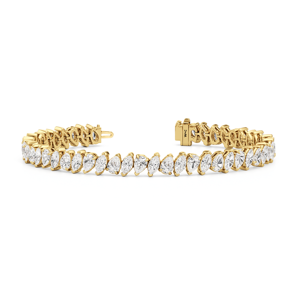Marquise and Pear Tennis Bracelet with Lab Cut Diamond in 14KT Yellow Gold view 2
