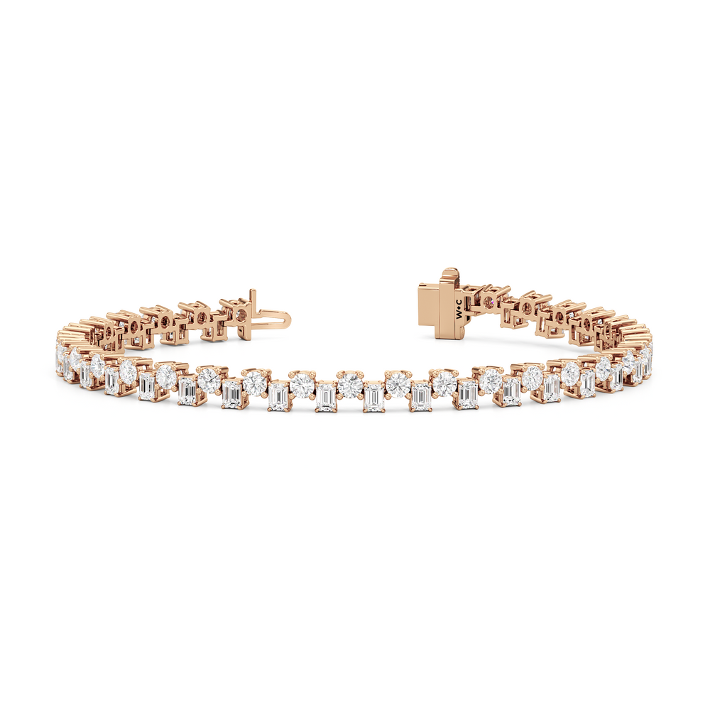 Staggered Tennis Bracelet with Lab Cut Diamond in 14KT Rose Gold view 2

