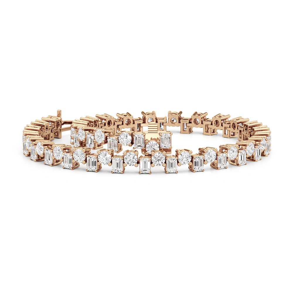 Staggered Tennis Bracelet with Lab Cut Diamond in 14KT Rose Gold view 3
