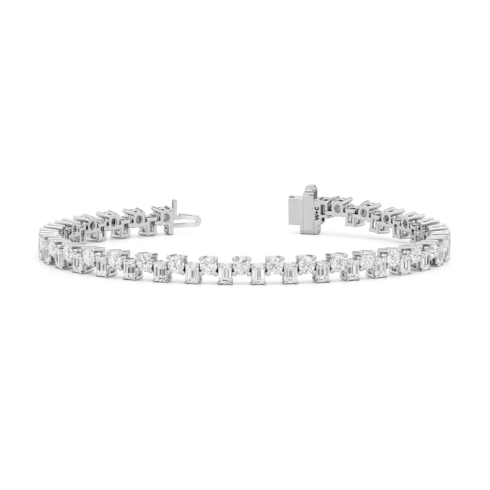 Staggered Tennis Bracelet with Lab Cut Diamond in 14KT White Gold view 2
