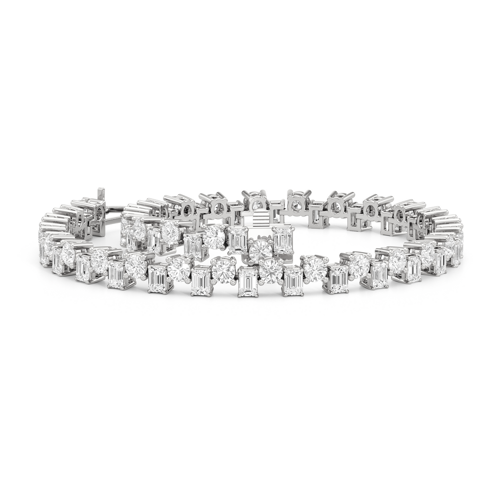 Staggered Tennis Bracelet with Lab Cut Diamond in 14KT White Gold view 3
