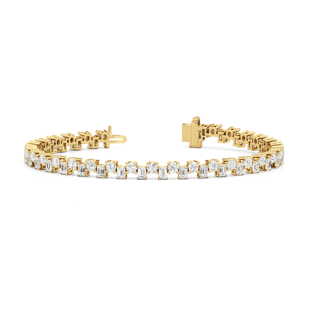 Staggered Tennis Bracelet with Lab Cut Diamond in 14KT Yellow Gold view 2
