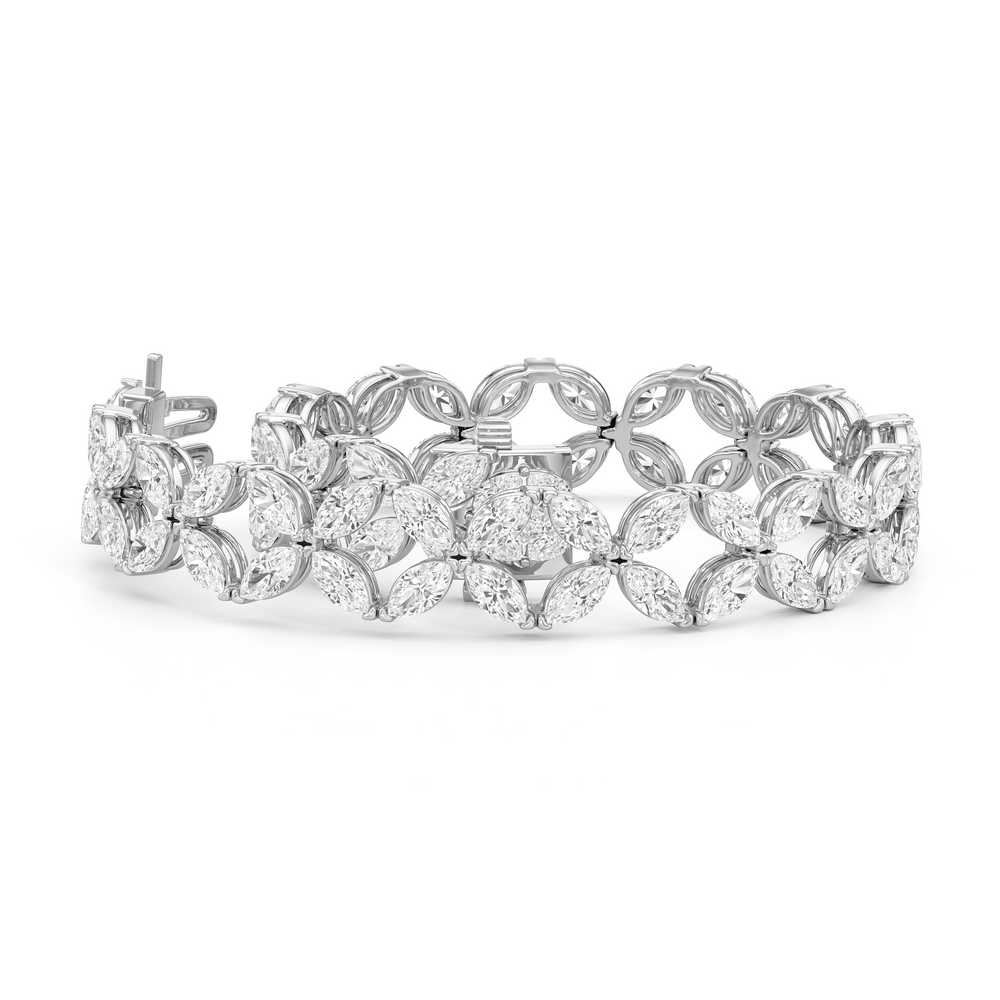 Signature Tennis Bracelet with Lab Cut Diamond in 14KT White Gold view 2
