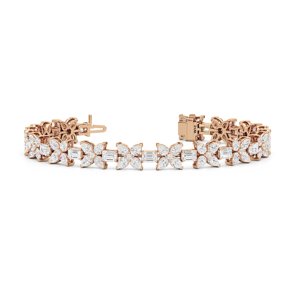 Wildflower Bracelet with 11 Cut Diamond in 14KT Rose Gold view 2
