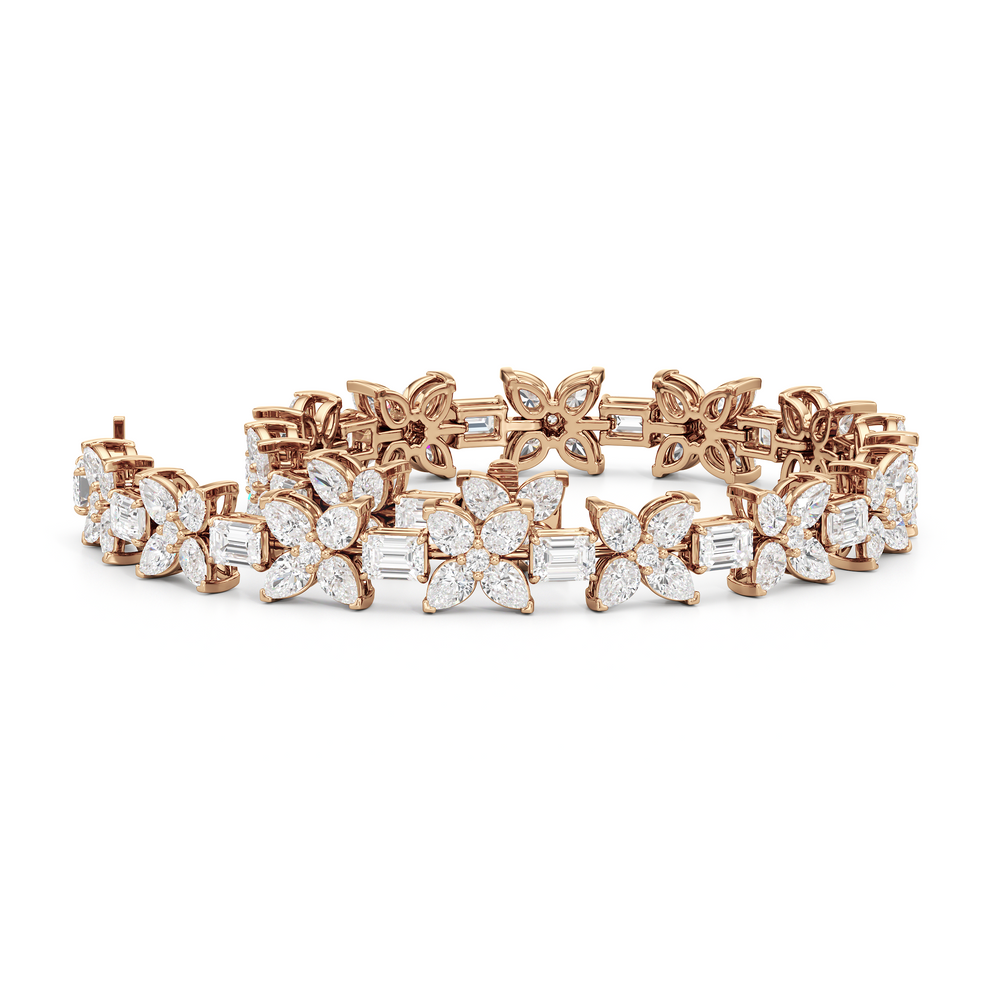 Wildflower Bracelet with 11 Cut Diamond in 14KT Rose Gold view 3
