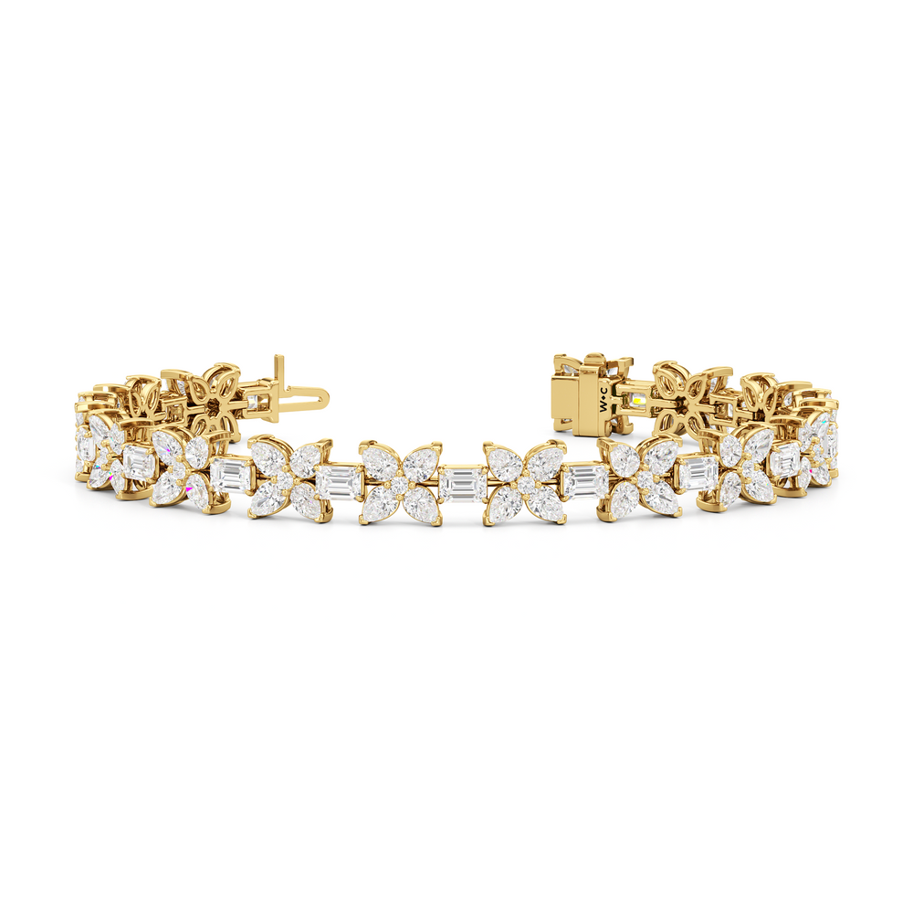 Wildflower Bracelet with 11 Cut Diamond in 14KT Yellow Gold view 2
