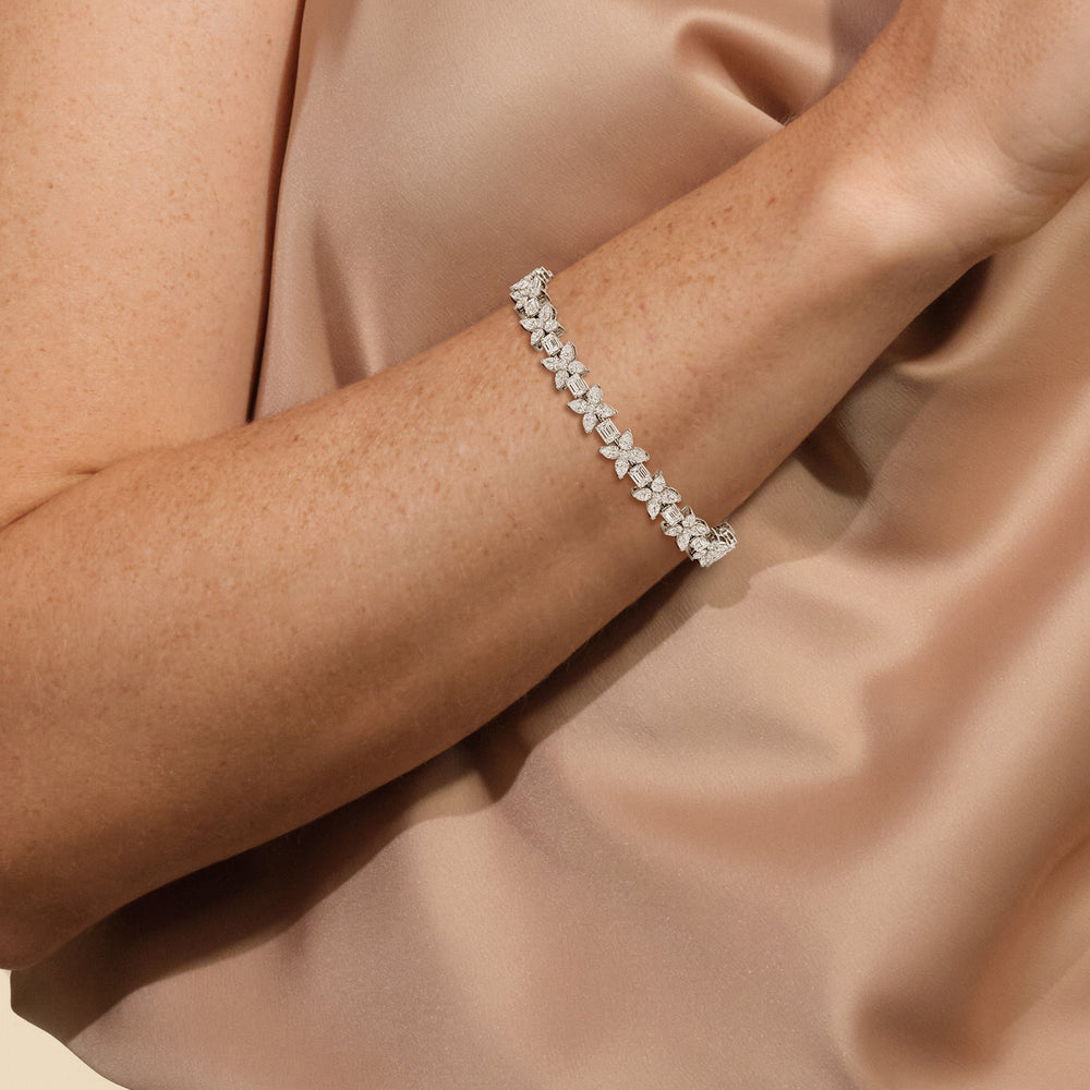 Wildflower Bracelet with 11 Cut Diamond in 14KT Rose Gold view 5
