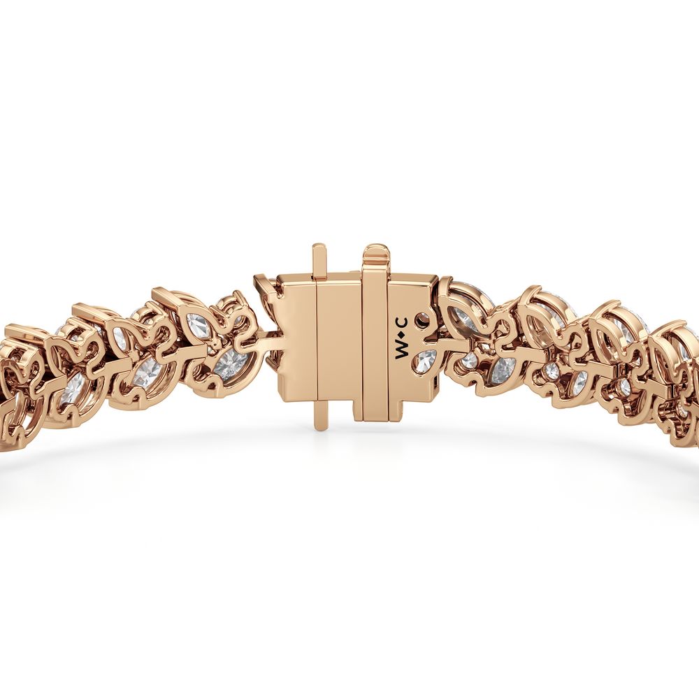 Woven Round and Marquise Tennis Bracelet with Lab Cut Diamond in 14KT Rose Gold view 6
