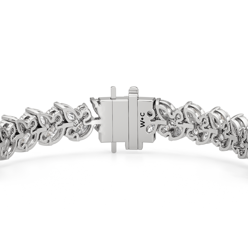 Woven Round and Marquise Tennis Bracelet with Lab Cut Diamond in 14KT White Gold view 6
