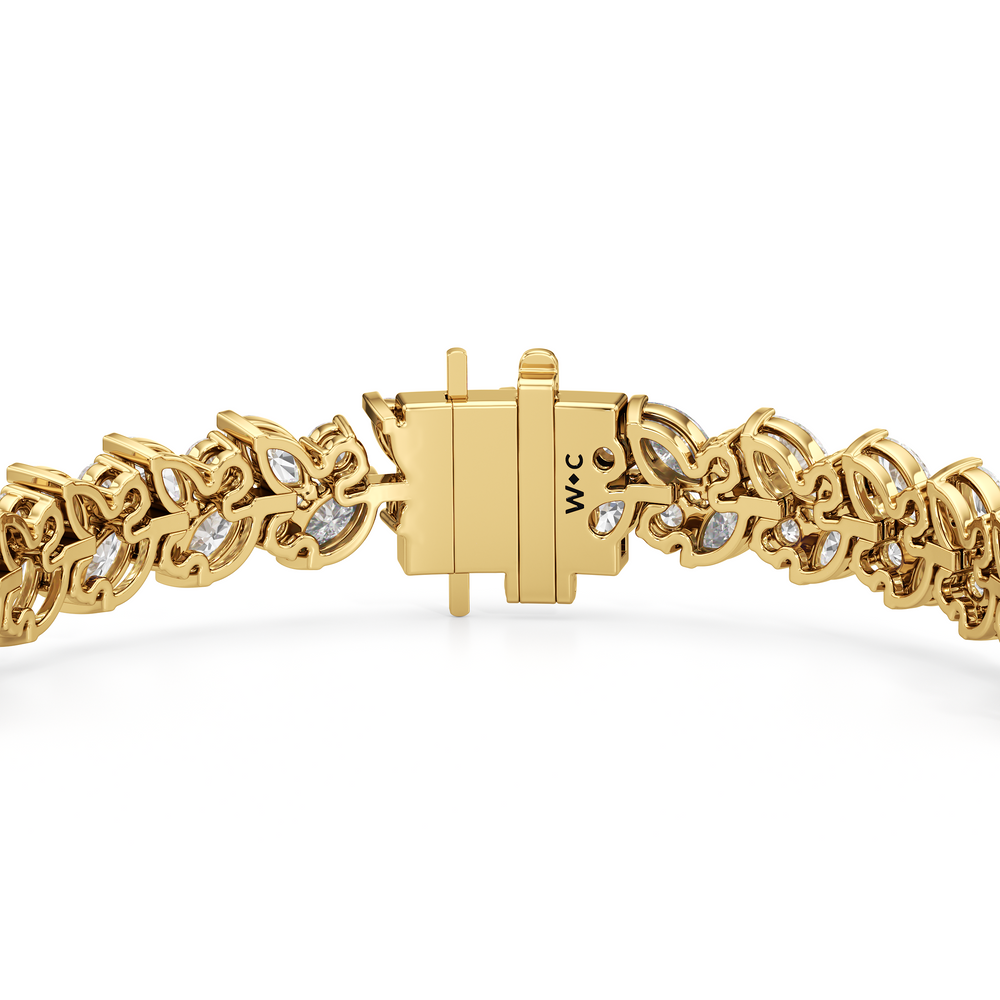 Woven Round and Marquise Tennis Bracelet with Lab Cut Diamond in 14KT Yellow Gold view 6
